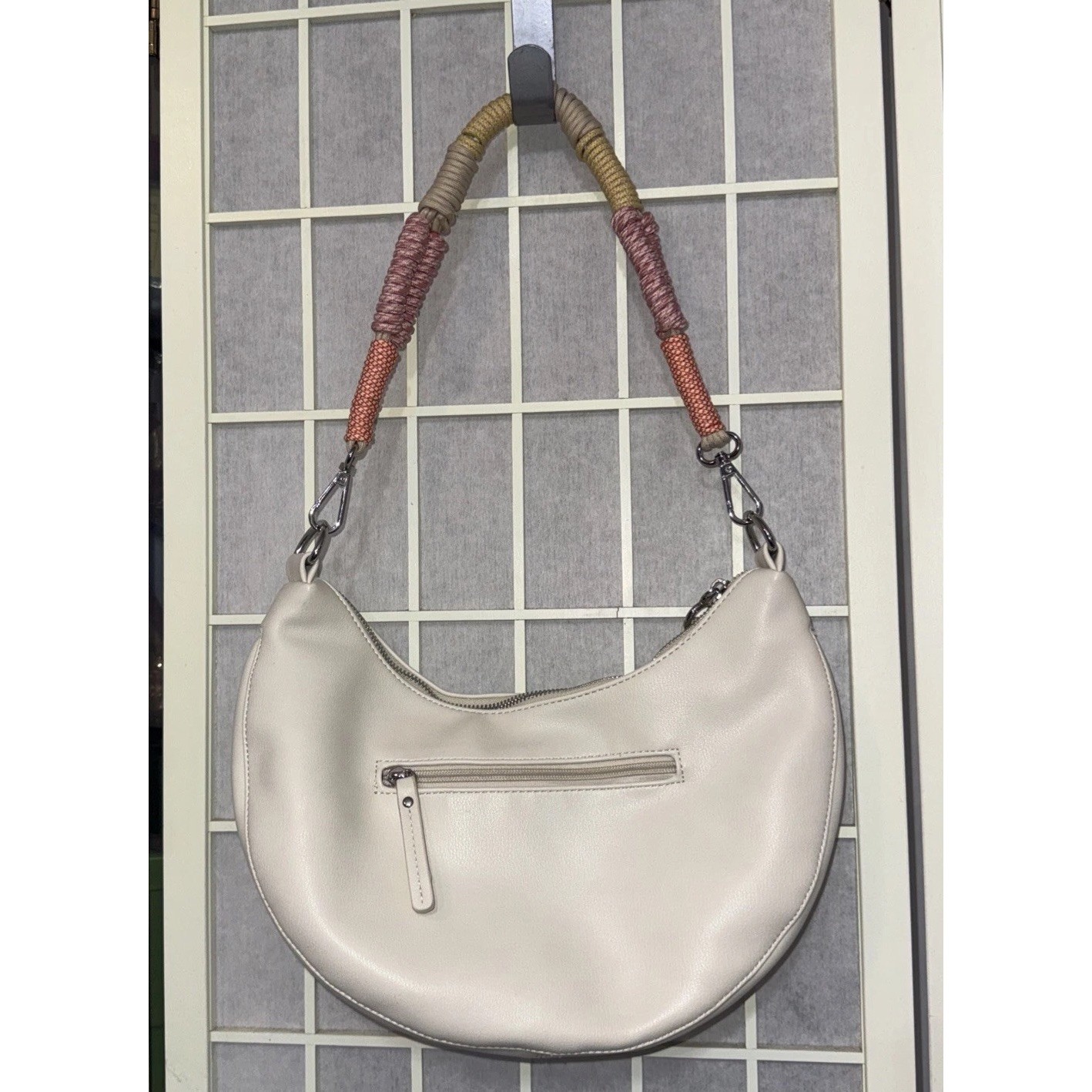 Anthropologie Urban Originals Boho White Luna Crossbody Slouchy Crescent Bag